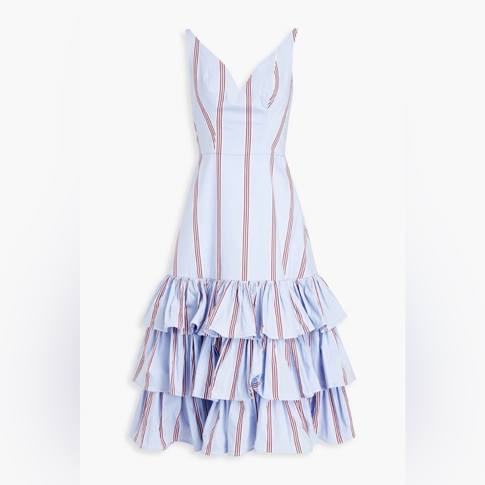 Stella Jean Blue and Red Ruffle High Low Dress